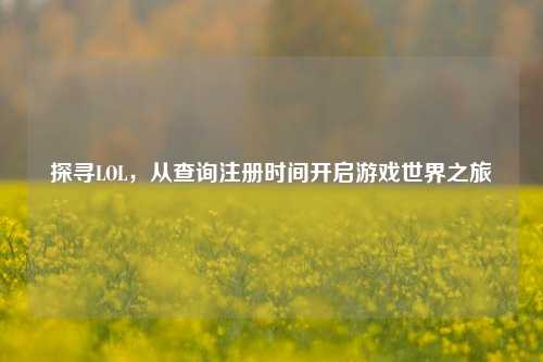 探寻LOL，从查询注册时间开启游戏世界之旅