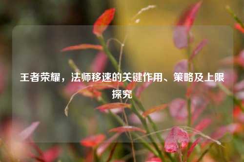 王者荣耀，法师移速的关键作用、策略及上限探究
