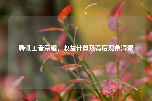 腾讯王者荣耀,收益计算及背后现象洞察