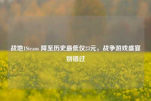 战地1Steam 降至历史最低仅23元,战争游戏盛宴别错过