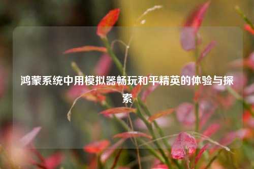 鸿蒙系统中用模拟器畅玩和平精英的体验与探索