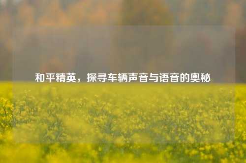 和平精英，探寻车辆声音与语音的奥秘