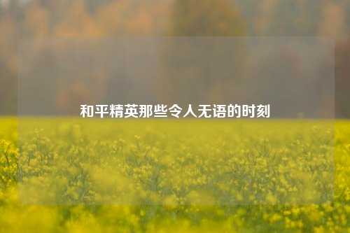 和平精英那些令人无语的时刻