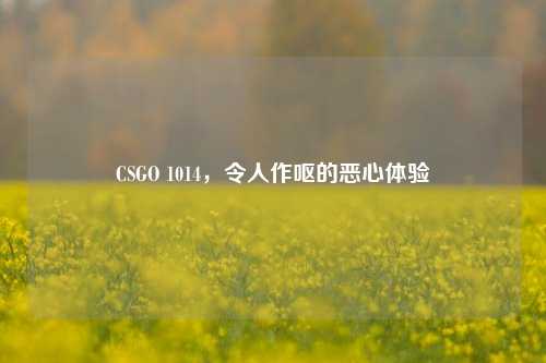 CSGO 1014,令人作呕的恶心体验