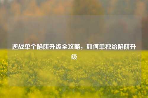 逆战单个陷阱升级全攻略，如何单独给陷阱升级