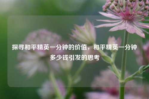 探寻和平精英一分钟的价值，和平精英一分钟多少钱引发的思考