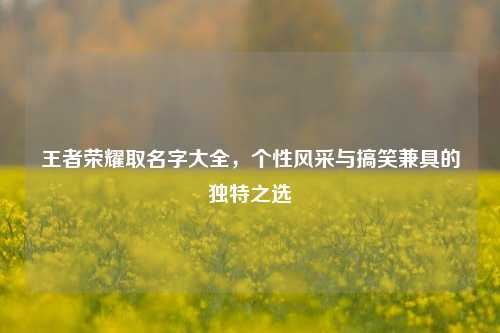 王者荣耀取名字大全,个性风采与搞笑兼具的独特之选