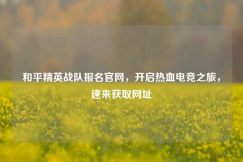 和平精英战队报名官网,开启热血电竞之旅,速来获取网址