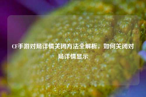 CF手游对局详情关闭方法全解析,如何关闭对局详情显示