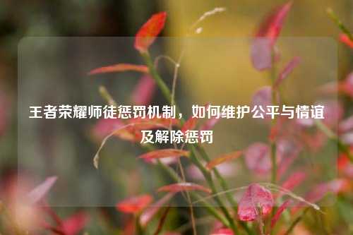 王者荣耀师徒惩罚机制，如何维护公平与情谊及解除惩罚