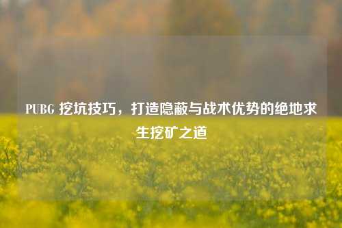 PUBG 挖坑技巧，打造隐蔽与战术优势的绝地求生挖矿之道