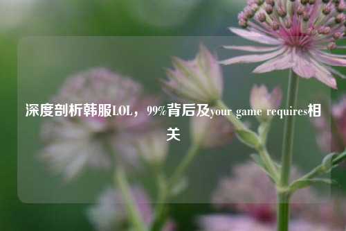 深度剖析韩服LOL,99%背后及your game requires相关