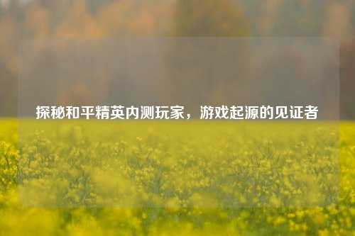探秘和平精英内测玩家，游戏起源的见证者