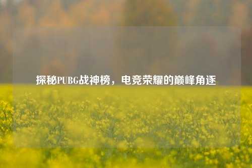 探秘PUBG战神榜，电竞荣耀的巅峰角逐