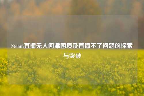 Steam直播无人问津困境及直播不了问题的探索与突破