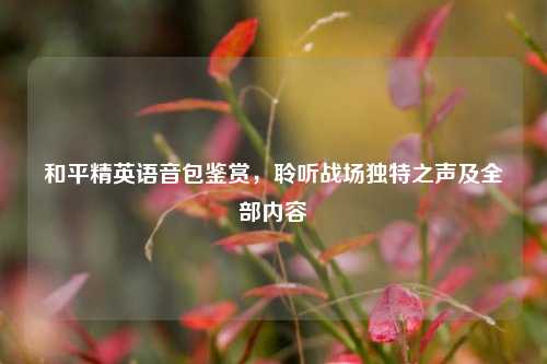 和平精英语音包鉴赏,聆听战场独特之声及全部内容