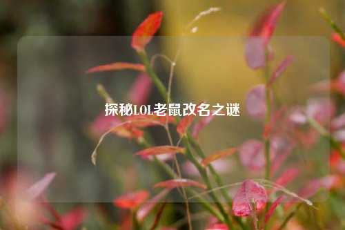 探秘LOL老鼠改名之谜