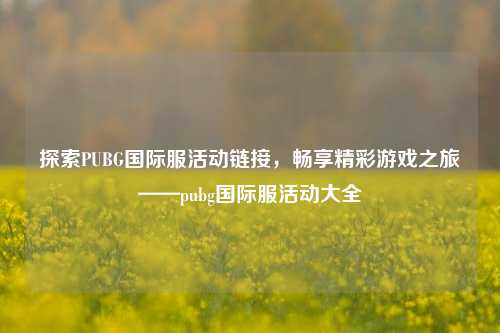 探索PUBG国际服活动链接，畅享精彩游戏之旅——pubg国际服活动大全