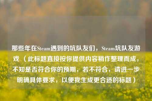 那些年在Steam遇到的坑队友们，Steam坑队友游戏 （此标题直接按你提供内容稍作整理而成，不知是否符合你的预期，若不符合，请进一步明确具体要求，以便我生成更合适的标题）