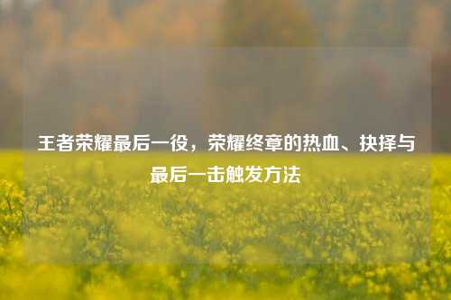 王者荣耀最后一役，荣耀终章的热血、抉择与最后一击触发方法