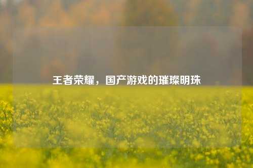 王者荣耀,国产游戏的璀璨明珠