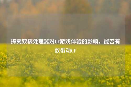 探究双核处理器对CF游戏体验的影响,能否有效带动CF