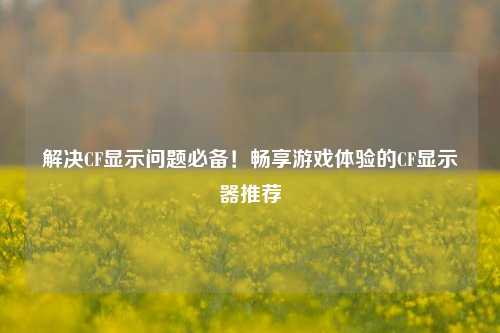 解决CF显示问题必备！畅享游戏体验的CF显示器推荐