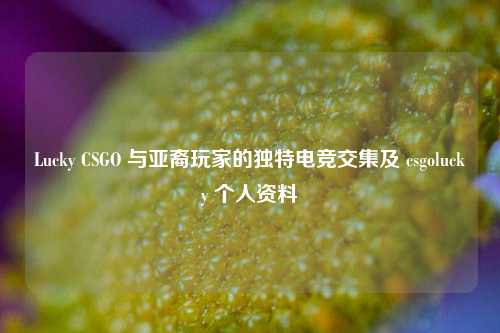 Lucky CSGO 与亚裔玩家的独特电竞交集及 csgolucky 个人资料