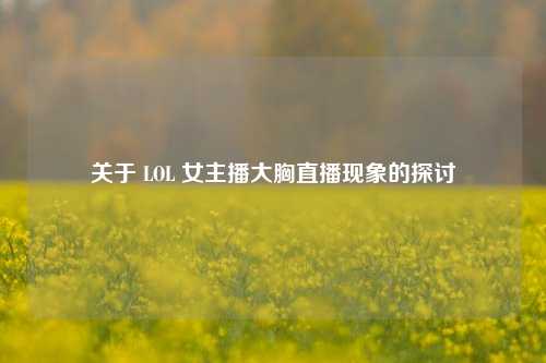 关于 LOL 女主播大胸直播现象的探讨