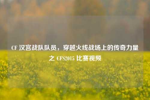 CF 汉宫战队队员，穿越火线战场上的传奇力量之 CFS2015 比赛视频