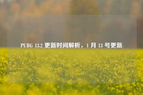 PUBG 13.2 更新时间解析，1 月 13 号更新