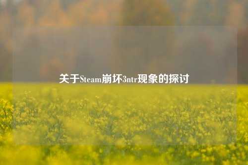关于Steam崩坏3ntr现象的探讨