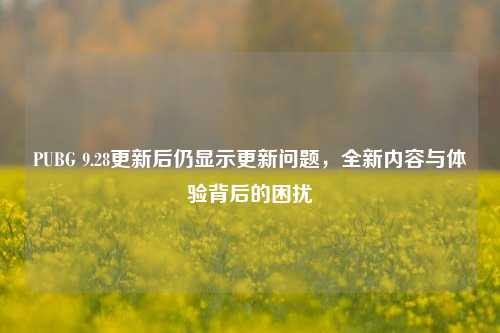 PUBG 9.28更新后仍显示更新问题，全新内容与体验背后的困扰