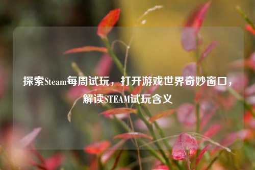探索Steam每周试玩,打开游戏世界奇妙窗口,解读STEAM试玩含义
