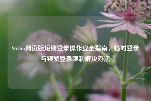 Steam网页版短期登录操作安全指南,临时登录与频繁登录限制解决办法