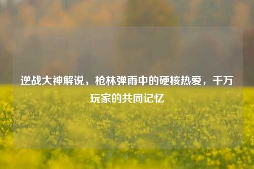 逆战大神解说，枪林弹雨中的硬核热爱，千万玩家的共同记忆