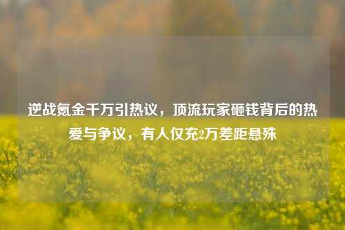 逆战氪金千万引热议,顶流玩家砸钱背后的热爱与争议,有人仅充2万差距悬殊