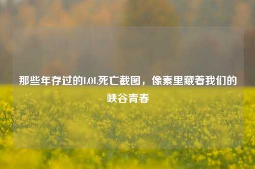 那些年存过的LOL死亡截图，像素里藏着我们的峡谷青春
