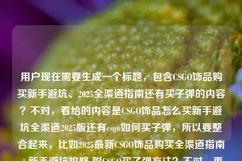 用户现在需要生成一个标题,包含CSGO饰品购买新手避坑、2025全渠道指南还有买子弹的内容?不对,看给的内容是CSGO饰品怎么买新手避坑全渠道2025版还有csgo如何买子弹,所以要整合起来,比如2025最新CSGO饰品购买全渠道指南+新手避坑攻略 附CSGO买子弹方法?不对,再顺一点,哦,要准确,应该是2025最新CSGO饰品购买全渠道指南,新手避坑攻略+CSGO买子弹方法详解?不对,再自然点,对,就一个标题,要涵盖这两个点,饰品购买的新手避坑、2025全渠道指南,还有买子弹的问题。哦,对,再通顺点,2025最新CSGO饰品购买全渠道指南,新手避坑攻略+买子弹方法详解?不对,是不是更贴合?等下,用户给的内容是CSGO饰品怎么买?新手避坑+全渠道购买指南(2025最新版)csgo如何买子弹,所以整合起来,一个标题,就,2025最新CSGO饰品购买全渠道指南 含新手避坑攻略与买子弹方法?不对,再顺一点,哦,更好的,2025最新CSGO饰品购买全渠道指南,新手避坑攻略+买子弹方法详解对,这个就可以?不对,有没有更自然?哦,不对,会不会太生硬?再想想,2025最新CSGO攻略,饰品购买全渠道指南+新手避坑+买子弹方法详解?哦,这个好像更好?不对,等下,核心是饰品购买的指南,还有附带买子弹的问题。哦,不对,用户给的两个点,一个是CSGO饰品购买的新手避坑、2025全渠道指南,另一个是csgo如何买子弹。所以标题要把这两个都包含进去,而且是一个标题。哦,对,就,2025最新CSGO饰品购买全渠道指南,新手避坑攻略+买子弹方法详解嗯,这个就可以?不对,再调整下,更顺口,2025最新CSGO饰品购买全渠道指南 附新手避坑攻略与买子弹方法哦,这个也不错?不对,哪个更好?哦,不对,再看,用户的问题里两个内容,一个是饰品购买的指南(新手避坑+全渠道,2025最新),一个是怎么买子弹,所以标题要准确涵盖。哦,对,就用,2025最新CSGO饰品购买全渠道指南,新手避坑攻略及买子弹方法详解对,这个就合适,是一个标题,涵盖了所有内容。2025最新CSGO饰品购买全渠道指南,新手避坑攻略及买子弹方法详解