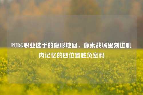 PUBG职业选手的隐形地图，像素战场里刻进肌肉记忆的四位置胜负密码
