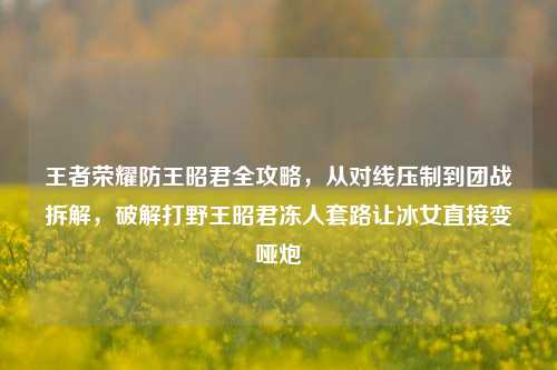 王者荣耀防王昭君全攻略，从对线压制到团战拆解，破解打野王昭君冻人套路让冰女直接变哑炮