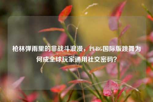 枪林弹雨里的非战斗浪漫，PUBG国际版跳舞为何成全球玩家通用社交密码？
