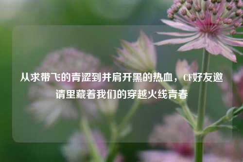 从求带飞的青涩到并肩开黑的热血，CF好友邀请里藏着我们的穿越火线青春