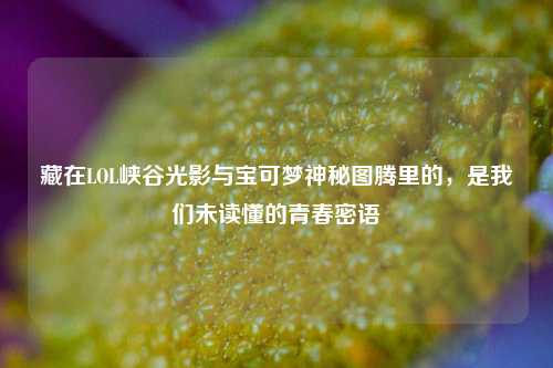 藏在LOL峡谷光影与宝可梦神秘图腾里的,是我们未读懂的青春密语