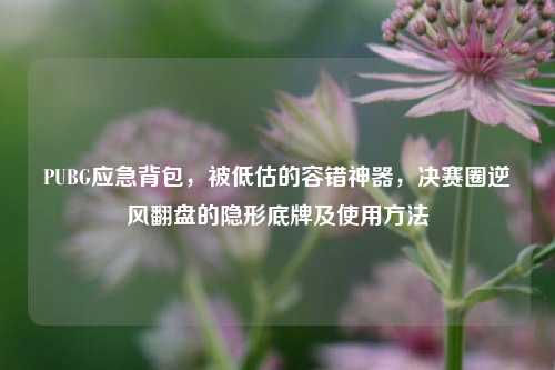 PUBG应急背包,被低估的容错神器,决赛圈逆风翻盘的隐形底牌及使用方法
