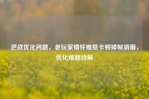 逆战优化问题，老玩家情怀难抵卡顿掉帧消磨，优化难题待解