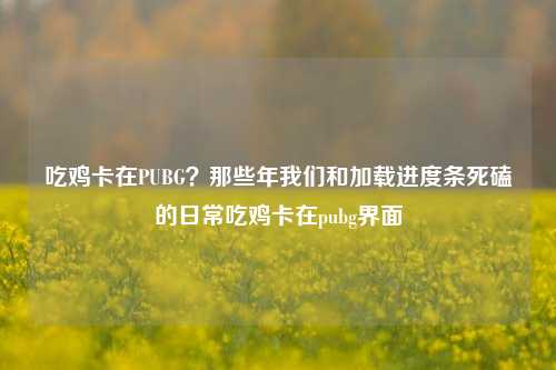 吃鸡卡在PUBG？那些年我们和加载进度条死磕的日常吃鸡卡在pubg界面