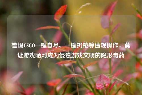 警惕CSGO一键自尽、一键扔枪等违规操作，莫让游戏陋习成为侵蚀游戏文明的隐形毒药
