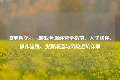 淘宝售卖Steam游戏合规经营全指南,入驻路径、操作流程、货源渠道与风险避坑详解