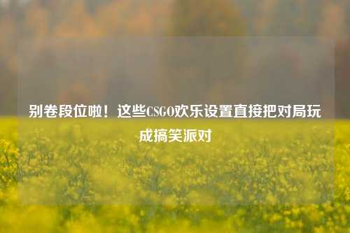 别卷段位啦!这些CSGO欢乐设置直接把对局玩成搞笑派对